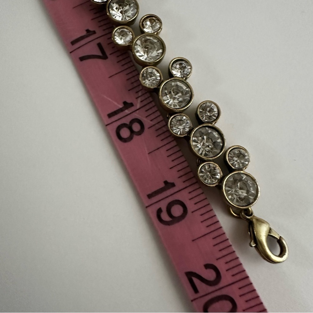Vintage Loft Round Rhinestone Antiqued Brass Necklace - Picture 9 of 9